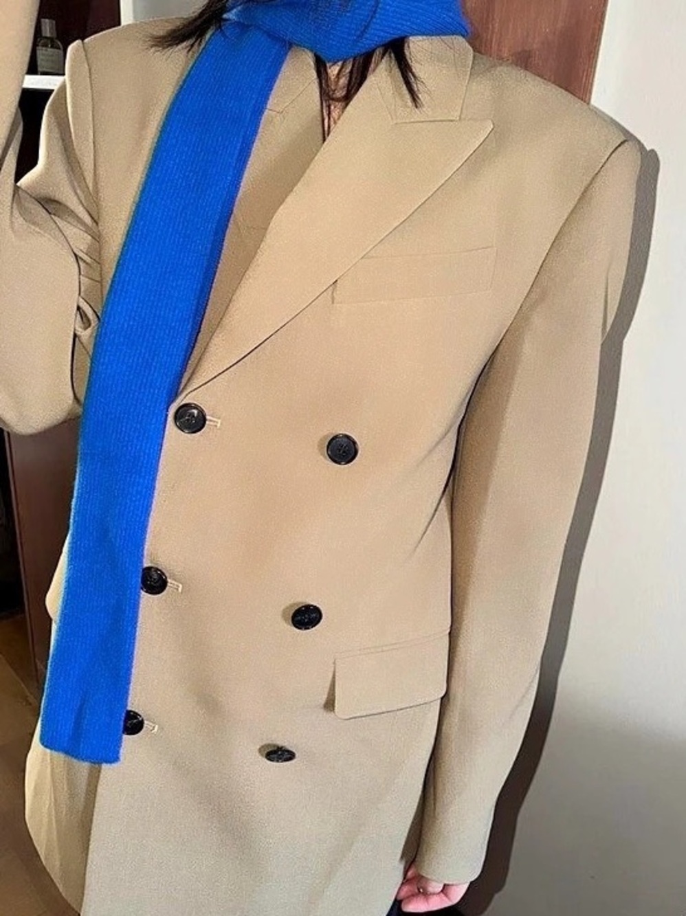 Women's Double-Breasted Blazer in Beige